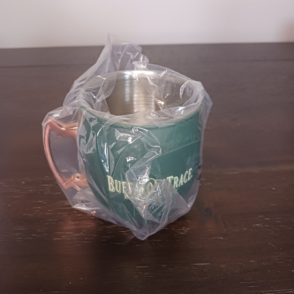 Buffalo Trace Mule Mug Green Copper Handle Cocktail Mug New In Box Barware